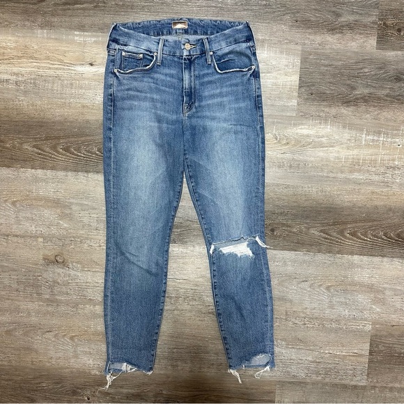 Mother The Looker Ankle Step Fray In Exposed Secret Sister Skinny Cropped Jeans - Picture 4 of 10
